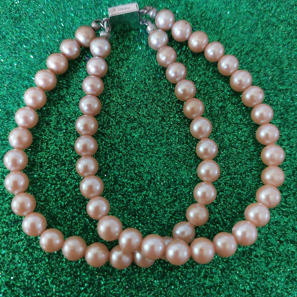 Estate Jewelry Vintage Two Stand Faux Pearl Bracelet, Cream Color